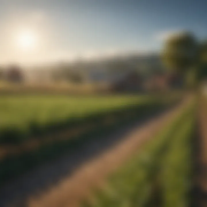 Vibrant local farm landscape under blue sky