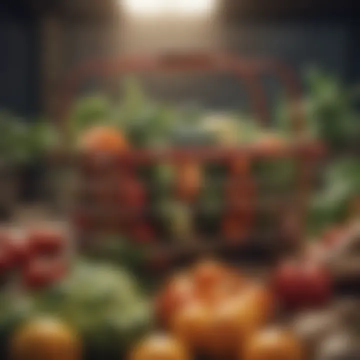 A shopping basket filled with organic and conventionally grown produce