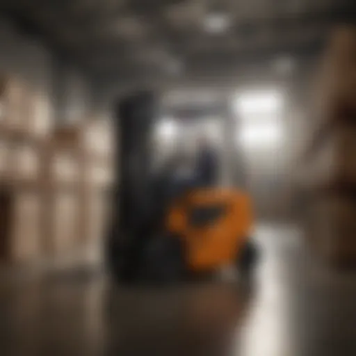 Forklift operating in a warehouse environment