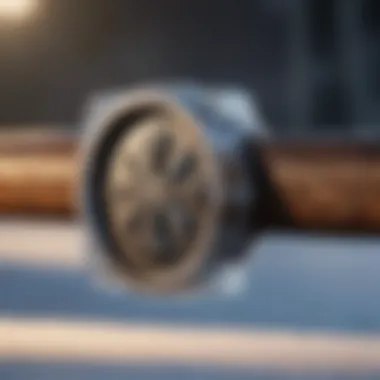 Close-up of a freeze branding iron with frost