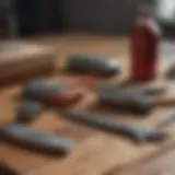 Essential freeze branding tools laid out on a wooden surface