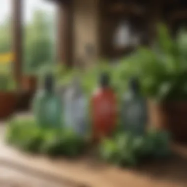 A Diverse Selection of Garden Fungicides Variety of garden fungicides arranged on a wooden table