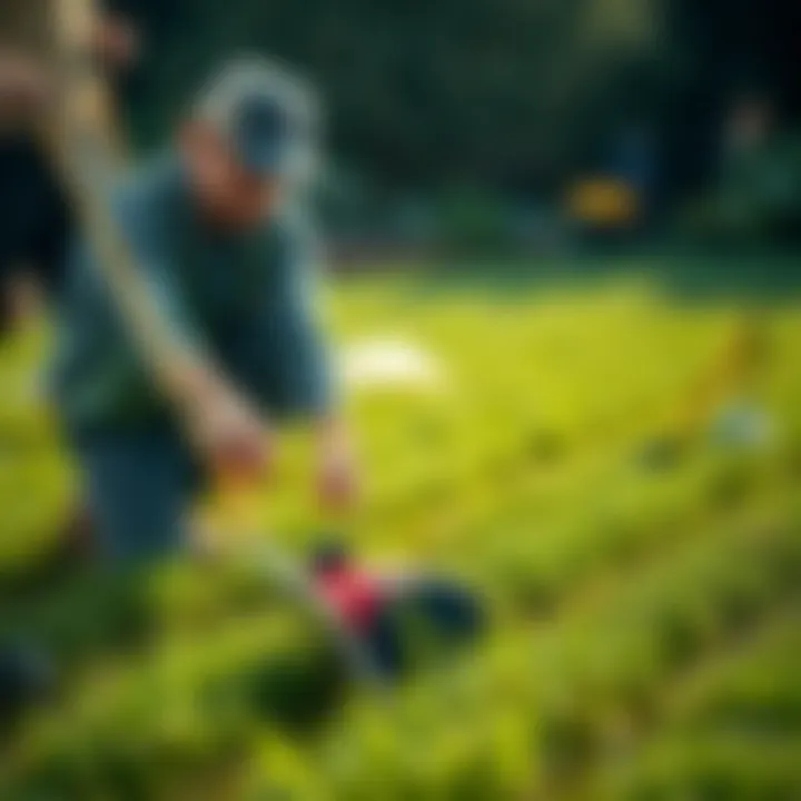 Eco-Friendly Lawn Maintenance Practices An eco-conscious gardener maintaining a vibrant lawn with sustainable practices