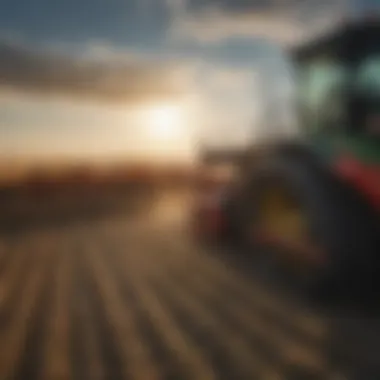 Close-up of crop harvesting technology showcasing precision