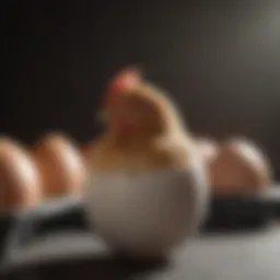 Close-up of a chicken egg in an incubator
