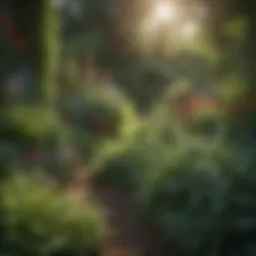 Diverse herbs in a lush garden