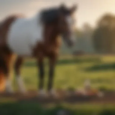 Horse in a field enjoying a balanced diet