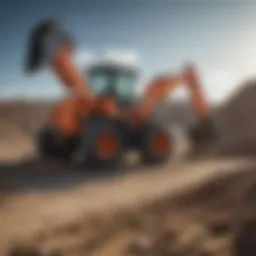 Hitachi compact wheel loader in action on a construction site.