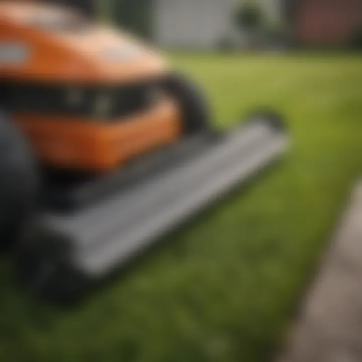 Close-up of a high-quality lawn mower blade