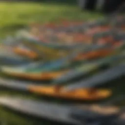 Diverse lawn mower blades on display