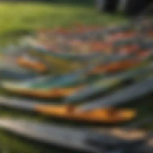 Diverse lawn mower blades on display
