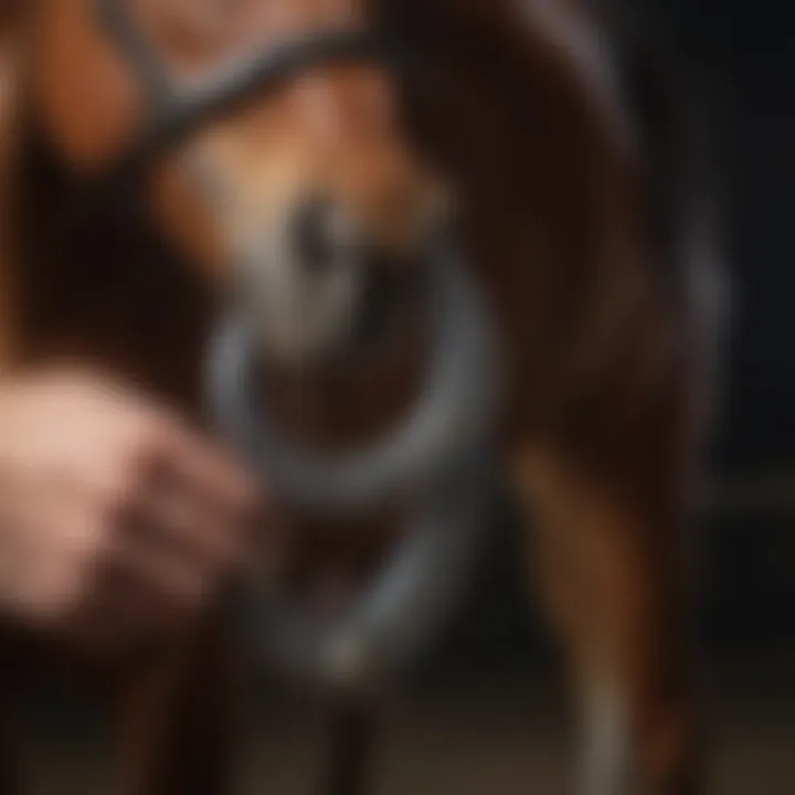 Close-up view of a horseshoe being applied to a horse's hoof