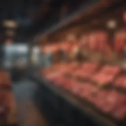 Freshly sourced local meat cuts displayed at a market stall