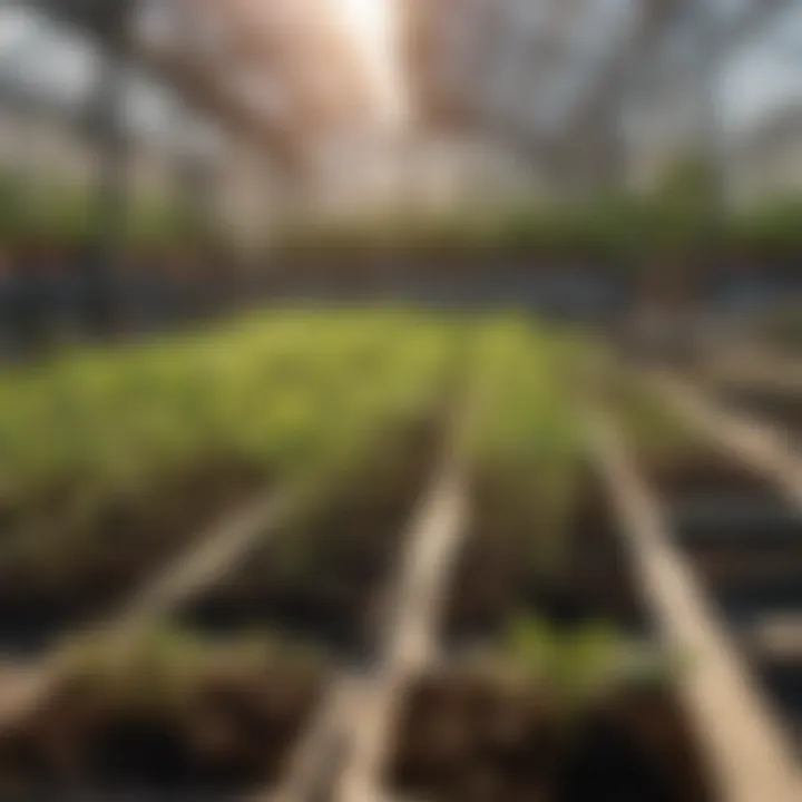 A close-up of seedlings being nurtured in a greenhouse