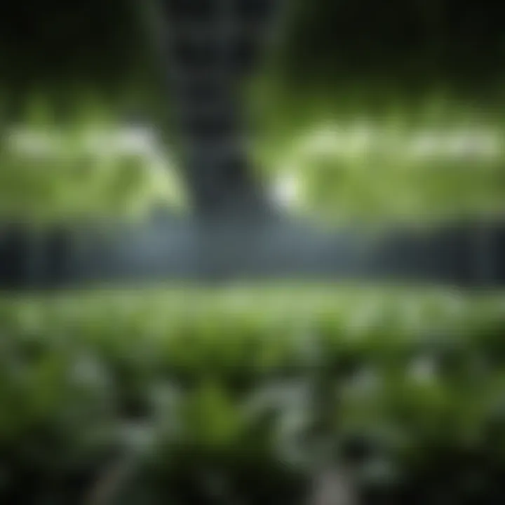 Close-up of lush green plants thriving in a hydroponic system.