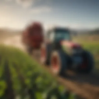 Sustainable farming practices supported by tractors