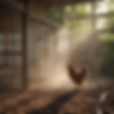 A misting system installed in a chicken coop