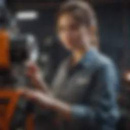 A student engaged in a technical project