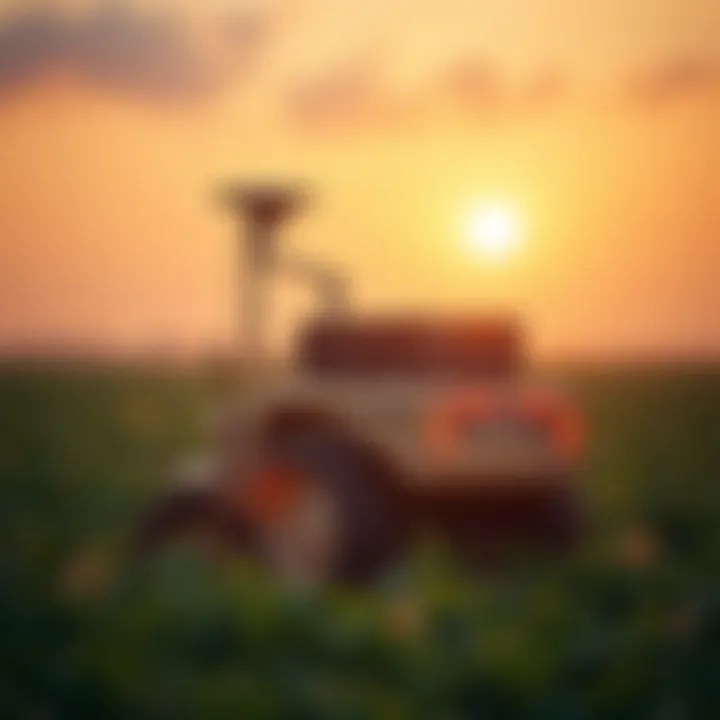 Modern Crop Monitoring Technology Futuristic crop monitoring technology in a field setting