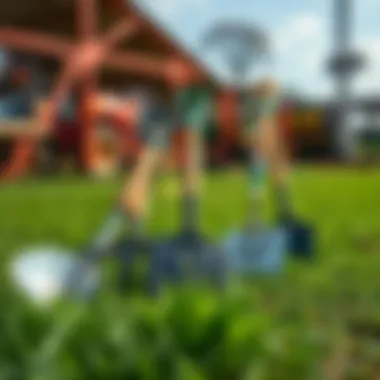 Essential Landscaping Tools Robust landscaping tools arranged for optimal efficiency