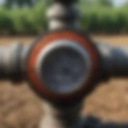 A detailed view of an irrigation valve with timer showcasing its components.