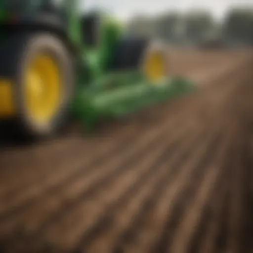 Close-up of John Deere bean planter showcasing precision technology