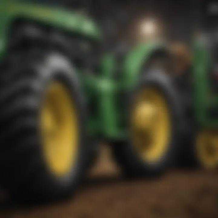 Close-up of John Deere equipment emphasizing quality and technology