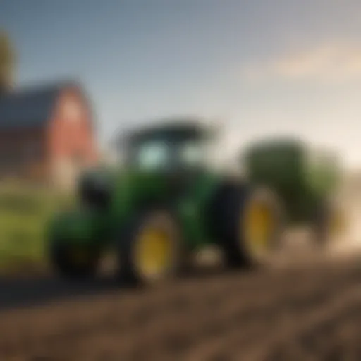 A John Deere tractor working on a vibrant Pennsylvania farm