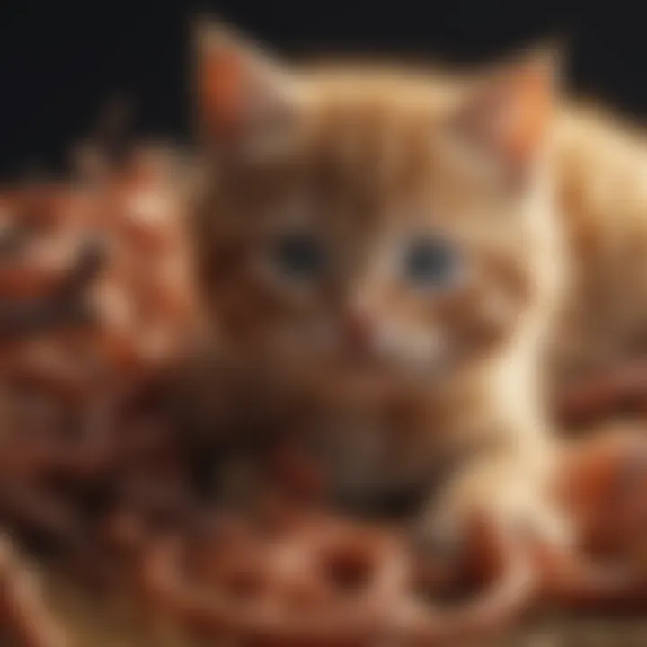 Illustration of different types of worms affecting kittens