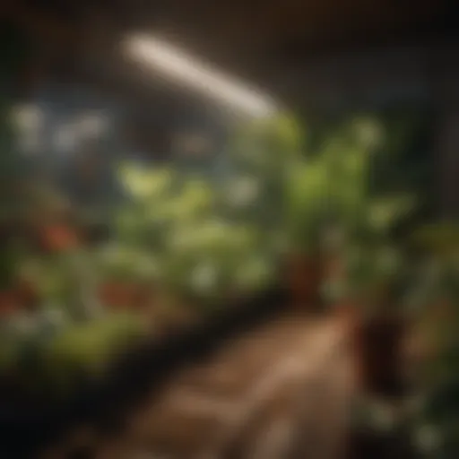 LED grow lights illuminating a thriving indoor garden
