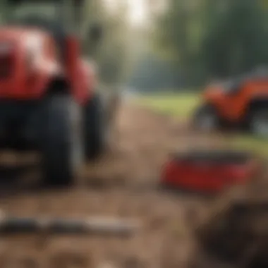 Maintenance tools arranged next to a brush hog