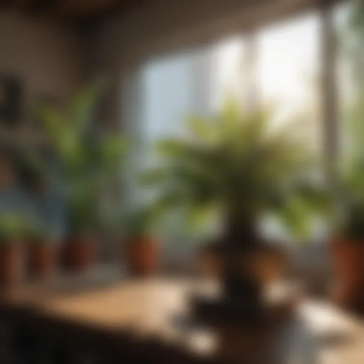 A lush indoor plant thriving in a well-regulated humidity environment.
