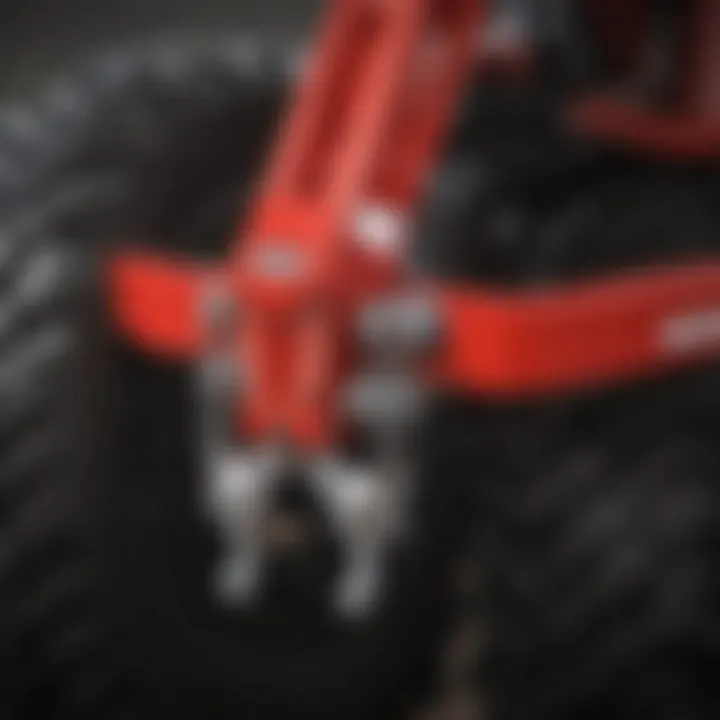 Detailed view of Massey Ferguson quick attach forks design