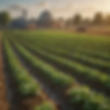 Sustainable Farming with Microbial Solutions Illustration of a sustainable farm utilizing microbial insecticides.