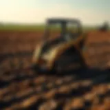 Mini skid steer soil cultivator in action on fertile land