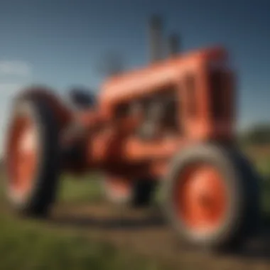 Close-up of a vintage tractor for auction