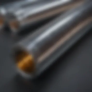 Reflective Qualities of Mylar Tubing Close-up of Mylar tubing showcasing its reflective properties