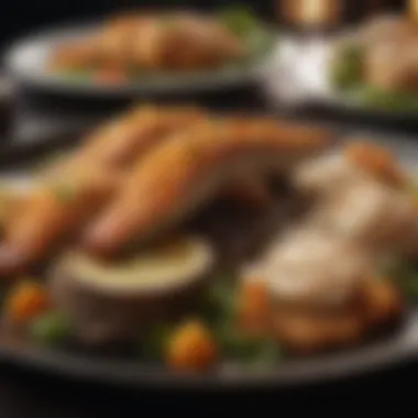 A close-up of gourmet gator tail dishes served at a restaurant