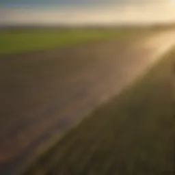 Aerial view of modern agricultural fields with advanced irrigation systems