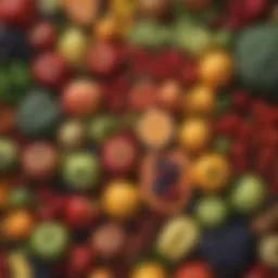 A vibrant assortment of fresh fruits and vegetables showcasing nutritional diversity.