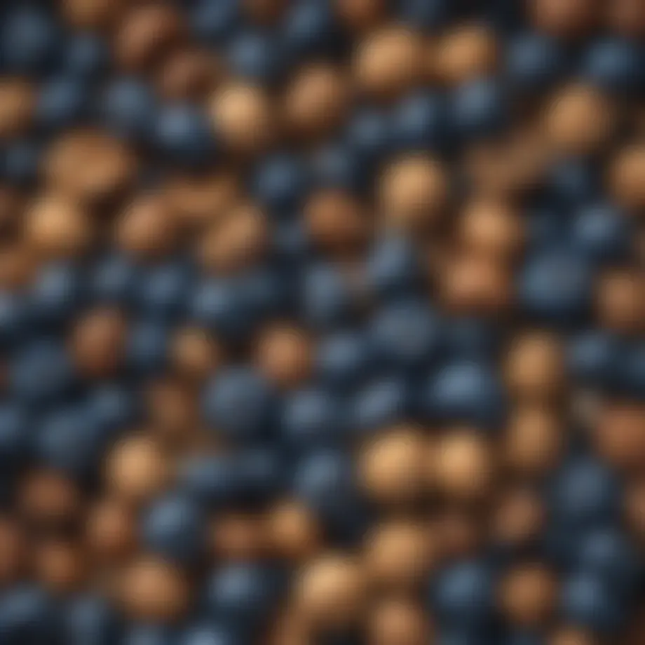 A vibrant display of blueberries and walnuts, known for their brain-boosting properties.