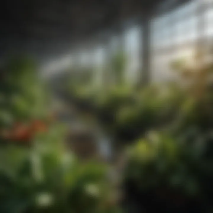 Healthy plants thriving in an ebb and flow hydroponic setup