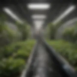 Detailed diagram of an ebb and flow hydroponic system layout
