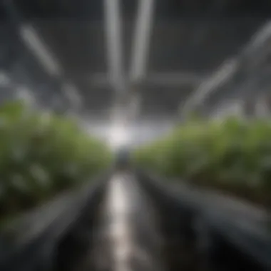 Illuminated hydroponic garden showcasing light exposure techniques