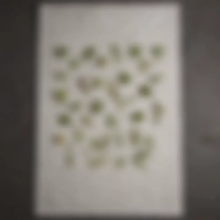 Flat arrangement of paper towel with organized seed placements