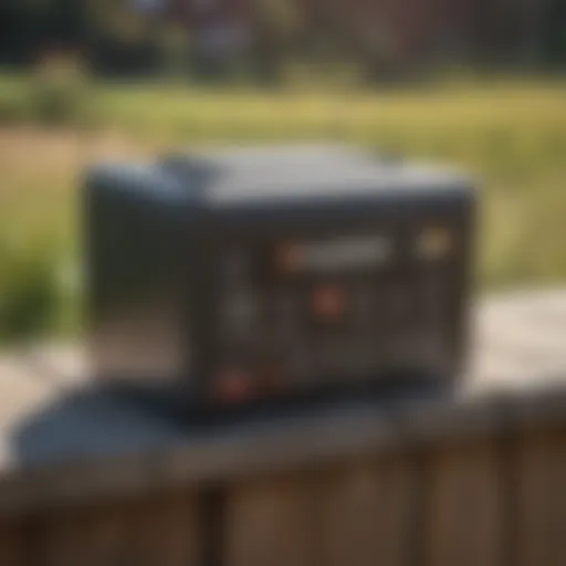 Close-up of a Parmak solar fence charger battery showing key features