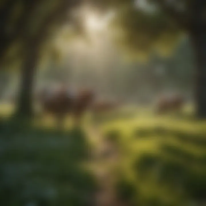 Healthy livestock grazing in a lush green environment.