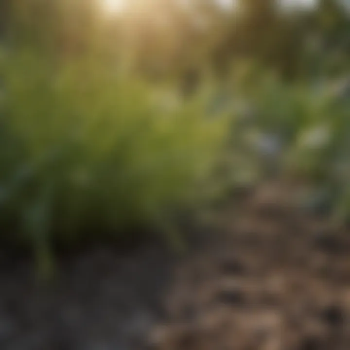Various types of grass seeds in a garden setting