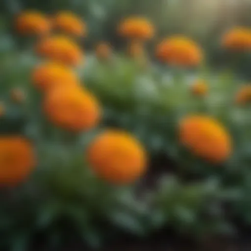 Vibrant marigold flowers known for their aphid-repelling properties