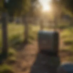 A portable fence charger in a rural setting, demonstrating its practical use in livestock management.